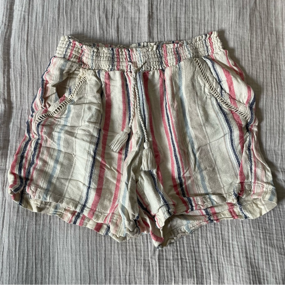 Briggs New York High Waist Striped Shorts - Cream, Pink, Blue